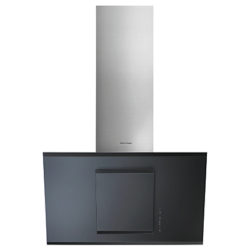 Fisher & Paykel HT90GBH2 Angled Chimney Cooker Hood, Stainless Steel / Black Glass